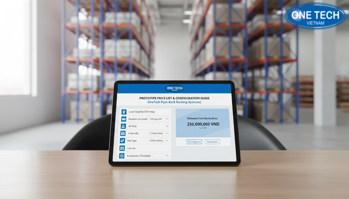 Prototype bảng giá tham khảo kệ Push Back OneTech theo cấu hình