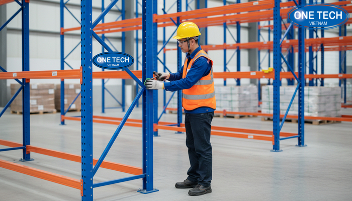 Bảo trì kệ selective Quy trình kiểm tra và bảo trì kệ selective gồm siết bu lông, kiểm tra beam, vệ sinh chân trụ