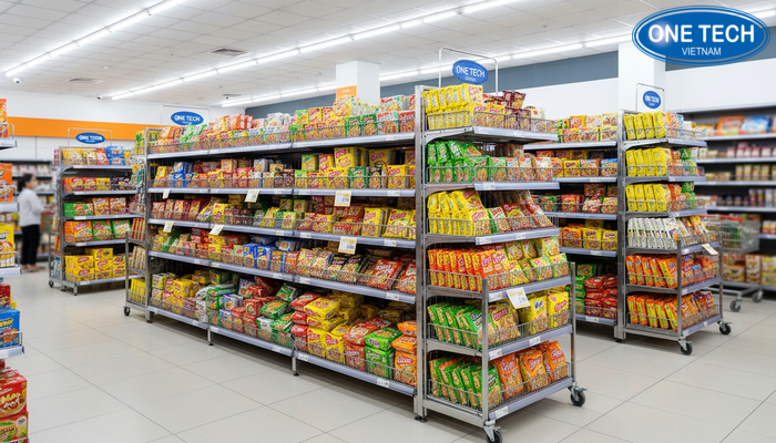 Khu trưng bày mẫu kệ siêu thị và kệ rổ mì tại Đà Nẵng