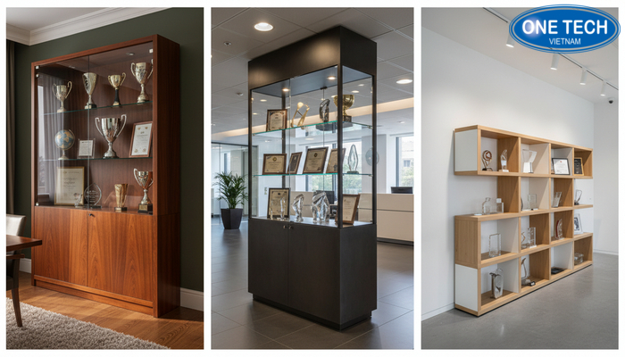 Không gian trưng bày cúp đẹp và sang Tổng hợp các không gian trưng bày cúp đẹp tại nhà, văn phòng, showroom