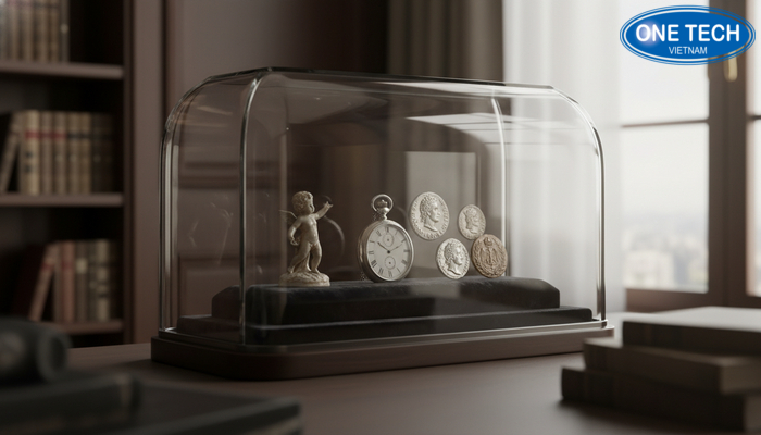 Tủ kính trưng bày đồ cổ Tủ kính trưng bày đồ cổ giúp chống bụi và bảo vệ hiện vật