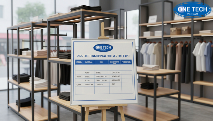 Bảng giá tham khảo kệ trưng bày shop quần áo tại Đà Nẵng
