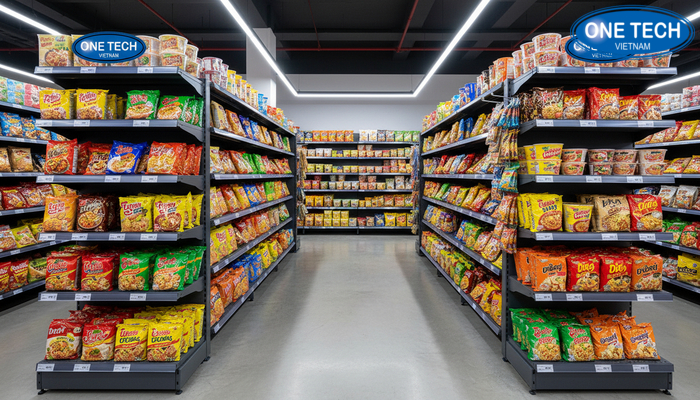 Bảng giá tham khảo kệ trưng bày mì tôm Bảng giá tham khảo kệ trưng bày mì tôm theo mẫu và kích thước