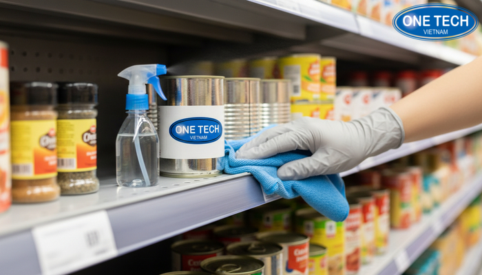 Các bước vệ sinh kệ trưng bày hàng tạp hóa đúng cách