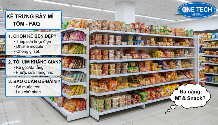 FAQ kệ trưng bày mì tôm Infographic câu hỏi thường gặp về kệ trưng bày mì tôm