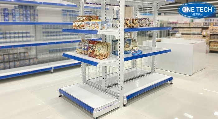 Kệ bánh xe di động trưng bày khuyến mãi trong cửa hàng tạp hóa