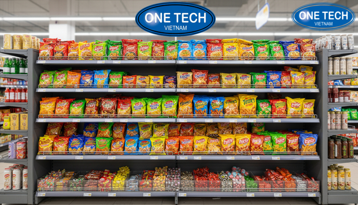 Kệ đa năng cho mì tôm và snack Kệ đa năng trưng bày mì tôm kết hợp snack bánh kẹo
