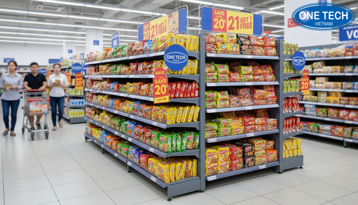 Kệ đảo khuyến mãi mì tôm Kệ đảo khuyến mãi mì tôm giúp tăng tốc bán mùa cao điểm