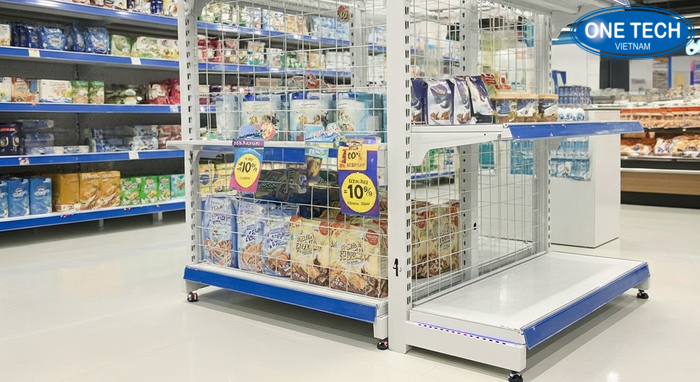 Kệ di động bánh xe dùng cho khu khuyến mãi cửa hàng tạp hóa