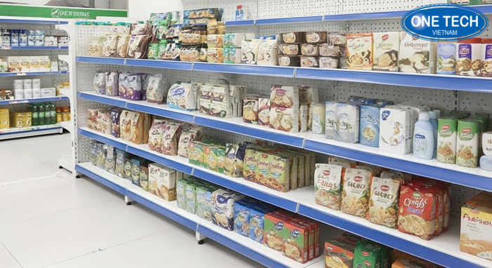 Kệ sắt siêu thị 5 tầng trưng bày hàng tạp hóa