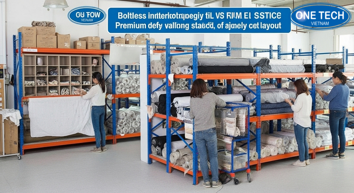 Phân loại giá kệ để vải Minh họa các loại giá kệ để vải thông dụng trong ngành may