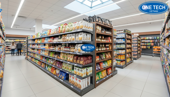 Ảnh so sánh các loại kệ trưng bày hàng tạp hóa phổ biến