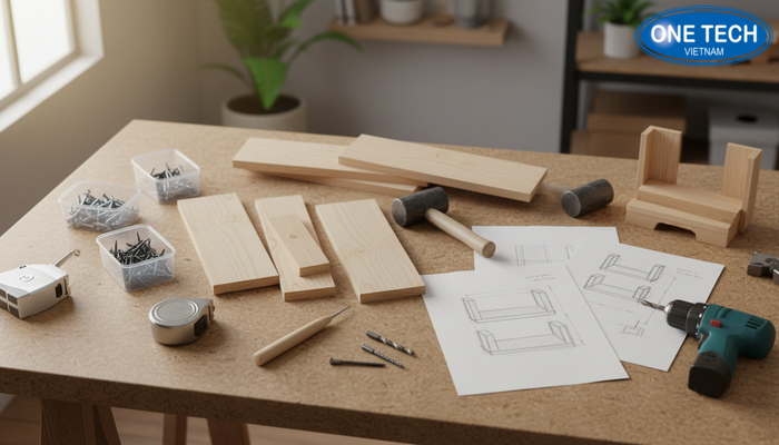 Vật liệu tự làm kệ trưng bày phụ kiện tại nhà