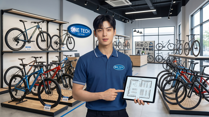 Hướng dẫn đo mặt bằng để chọn kệ trưng bày xe đạp tối ưu không gian