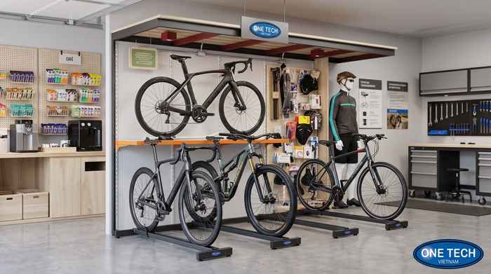 Kệ để sàn trưng bày xe đạp trong nhà xe và showroom